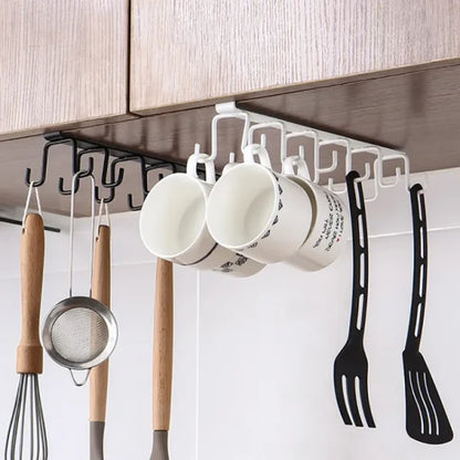 10-Hooks Under Cabinet Organizer Rack (Random Color)