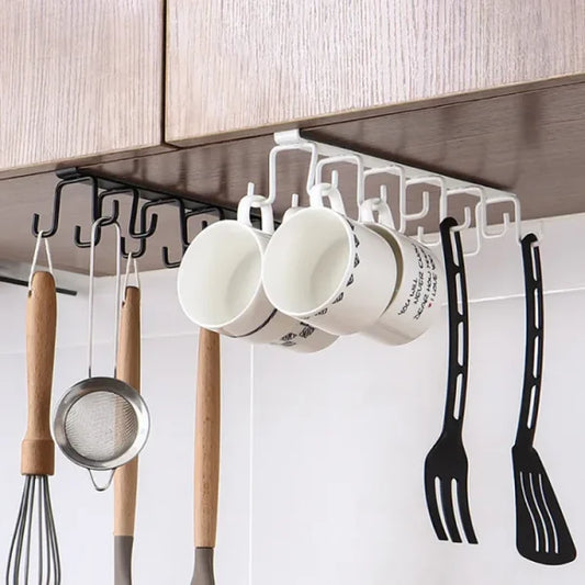 10-Hooks Under Cabinet Organizer Rack (Random Color)