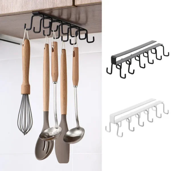 10-Hooks Under Cabinet Organizer Rack (Random Color)