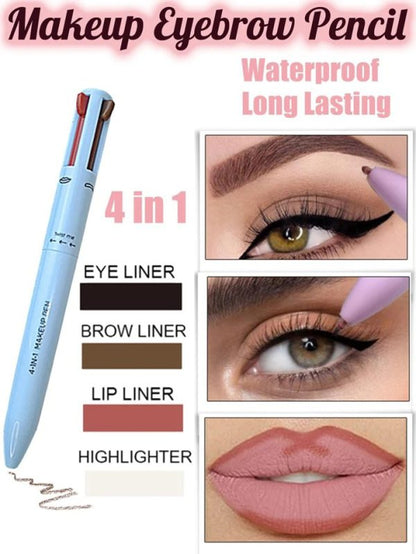 Multi purpose 4 in 1 Waterproof Makeup Pen (eyeliner, brow liner, lip liner, and highlighter)