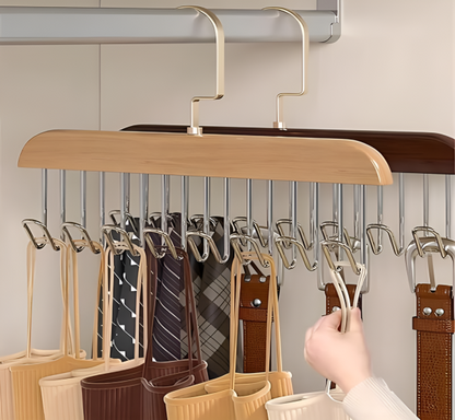 8 Hooks Wooden Clothes Hanger - 360°rotating