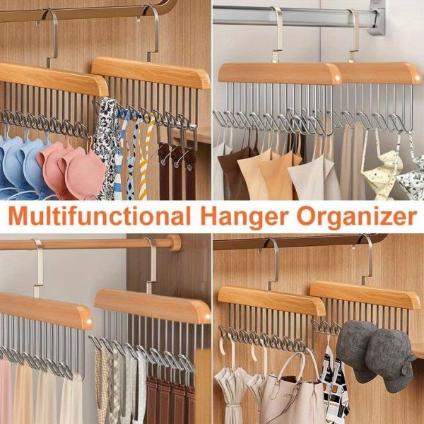 8 Hooks Wooden Clothes Hanger - 360°rotating