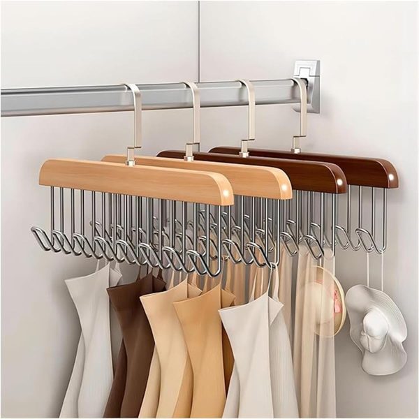 8 Hooks Wooden Clothes Hanger - 360°rotating