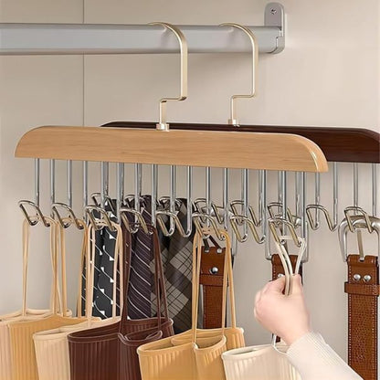 8 Hooks Wooden Clothes Hanger - 360°rotating