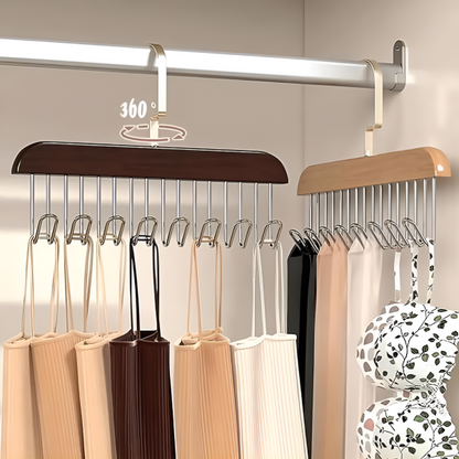 8 Hooks Wooden Clothes Hanger - 360°rotating