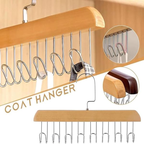 8 Hooks Wooden Clothes Hanger - 360°rotating