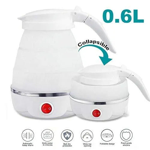 600ml Portable Electric Travel Kettle – Fast Boiling, Collapsible Silicone Design (Random Color)