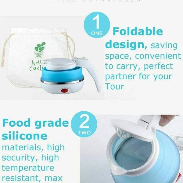 600ml Portable Electric Travel Kettle – Fast Boiling, Collapsible Silicone Design (Random Color)