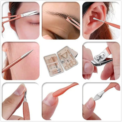 18-in-1 Stainless Steel Manicure & Pedicure Kit with Travel Case - Rose Gold