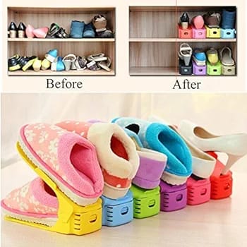 Pack Of 2 Double Layer Adjustable Shoe Bracket Storage Shoe Rack