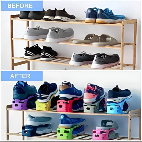 Pack Of 2 Double Layer Adjustable Shoe Bracket Storage Shoe Rack