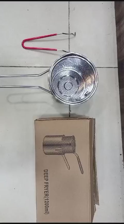Stainless Steel Deep Fryer Pot With Strainer - 1200 ml
