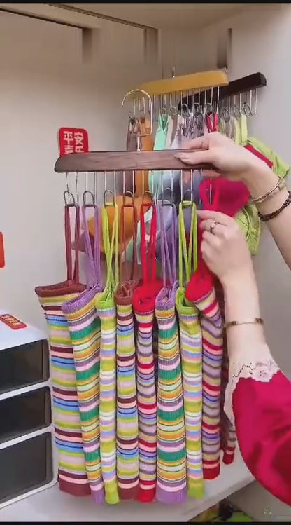 8 Hooks Wooden Clothes Hanger - 360°rotating