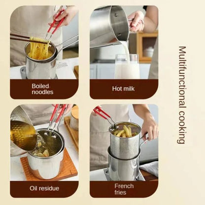 Stainless Steel Deep Fryer Pot With Strainer - 1200 ml
